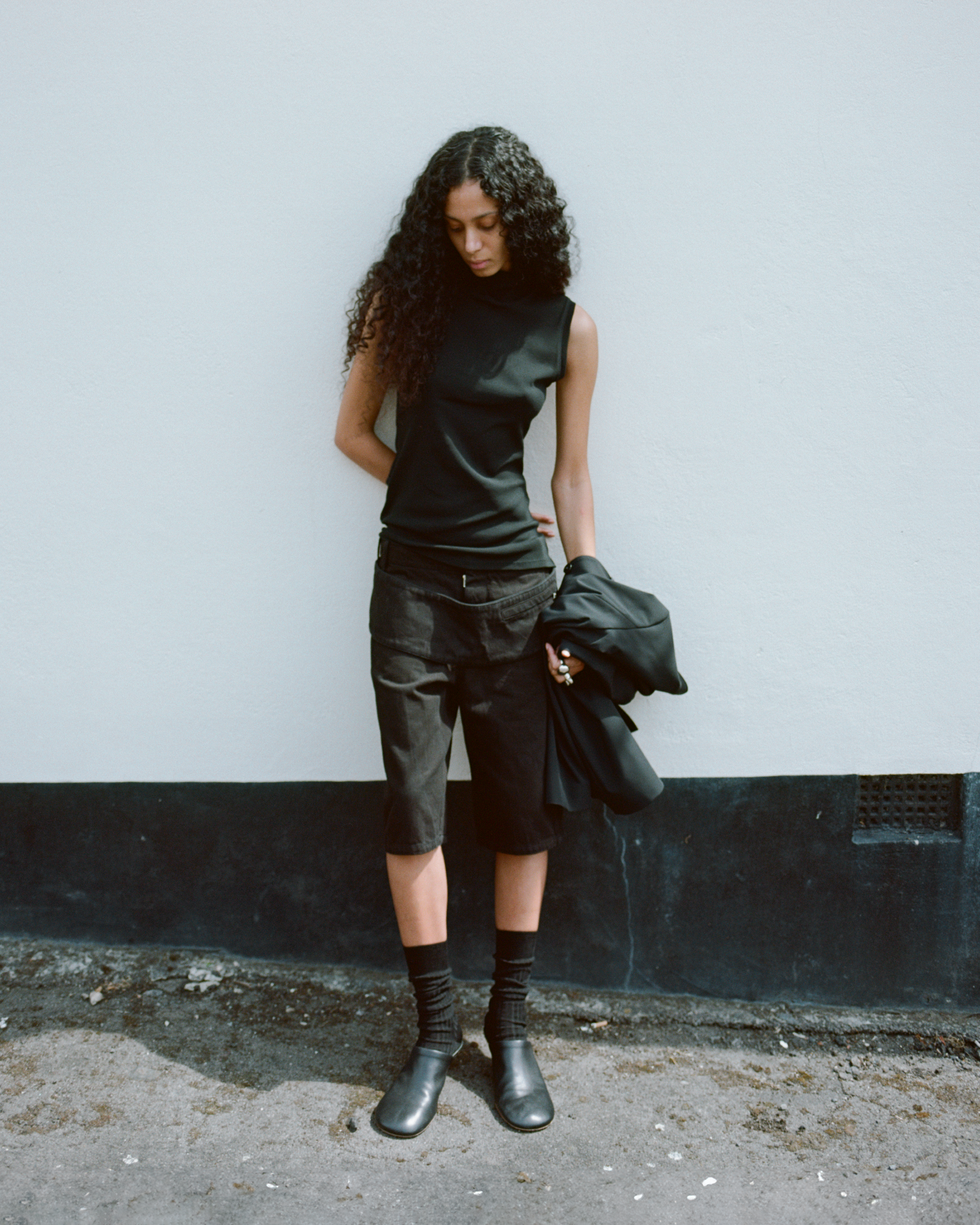 Sling Denim Shorts Black