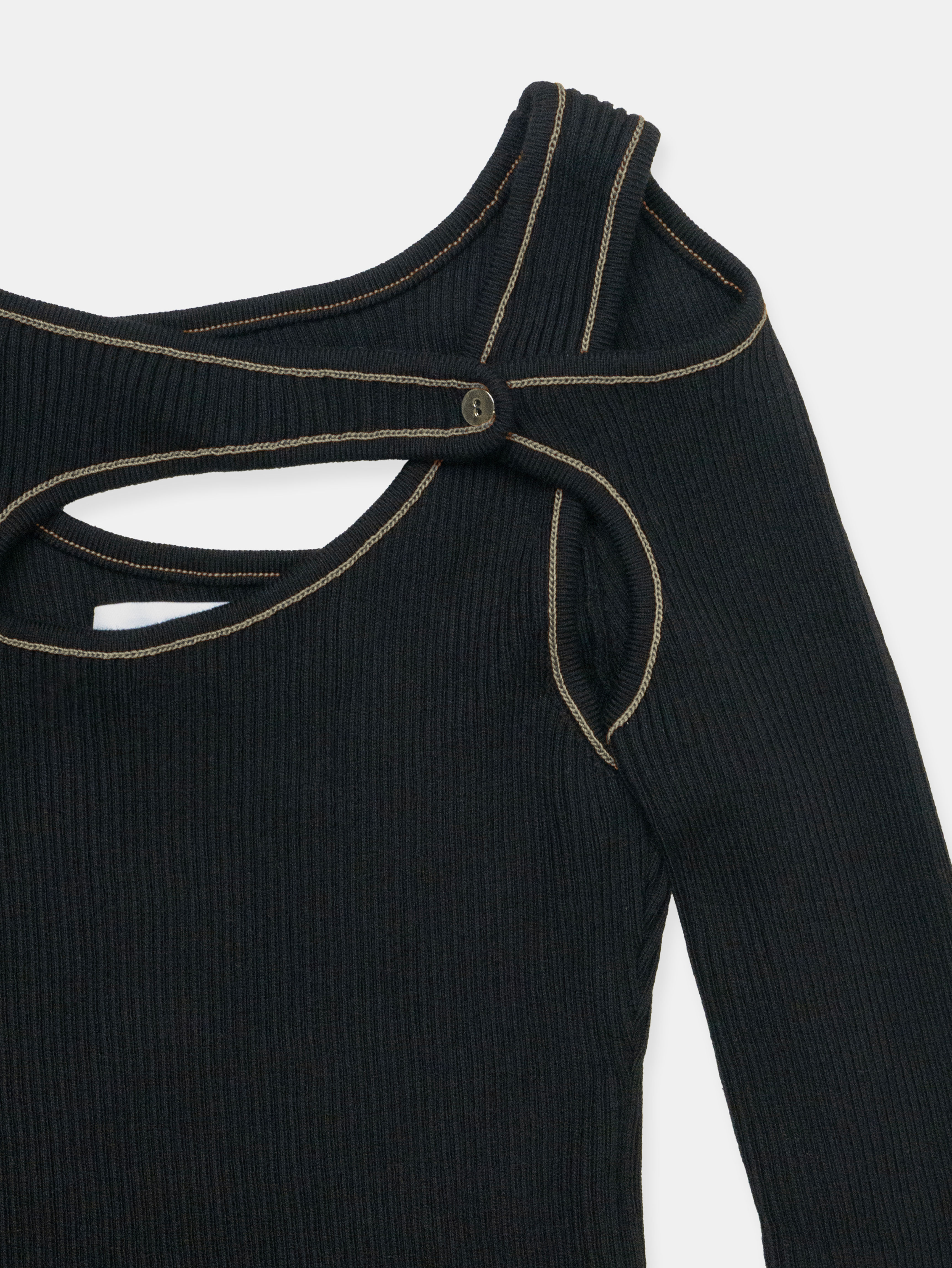 Score Knit Dress Midi Black