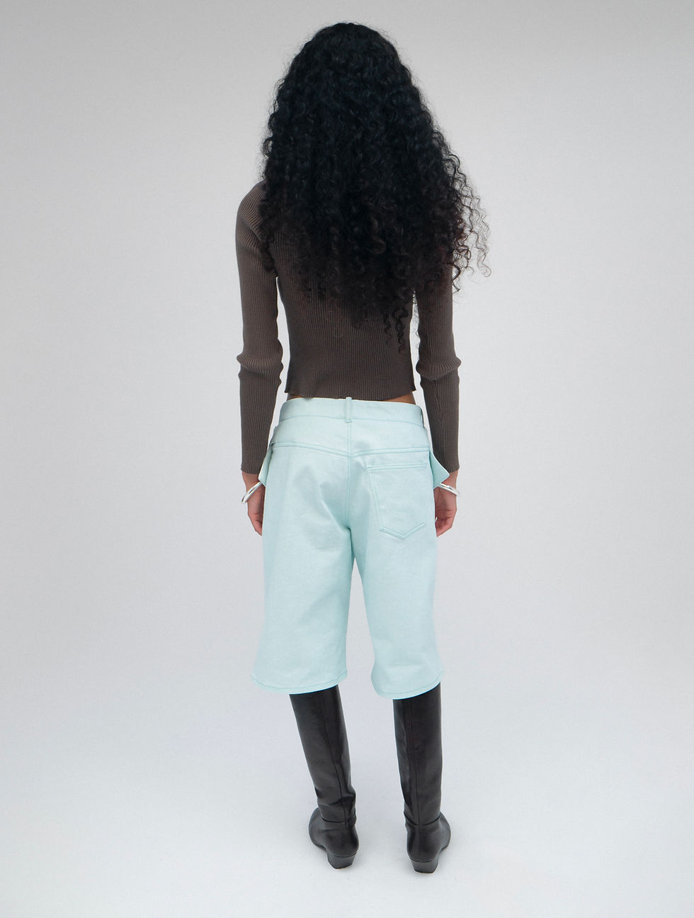 Thumbnail: Sling Denim Shorts Celadon