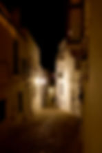 Looking down Calle José Castrillón, Vejer at night.