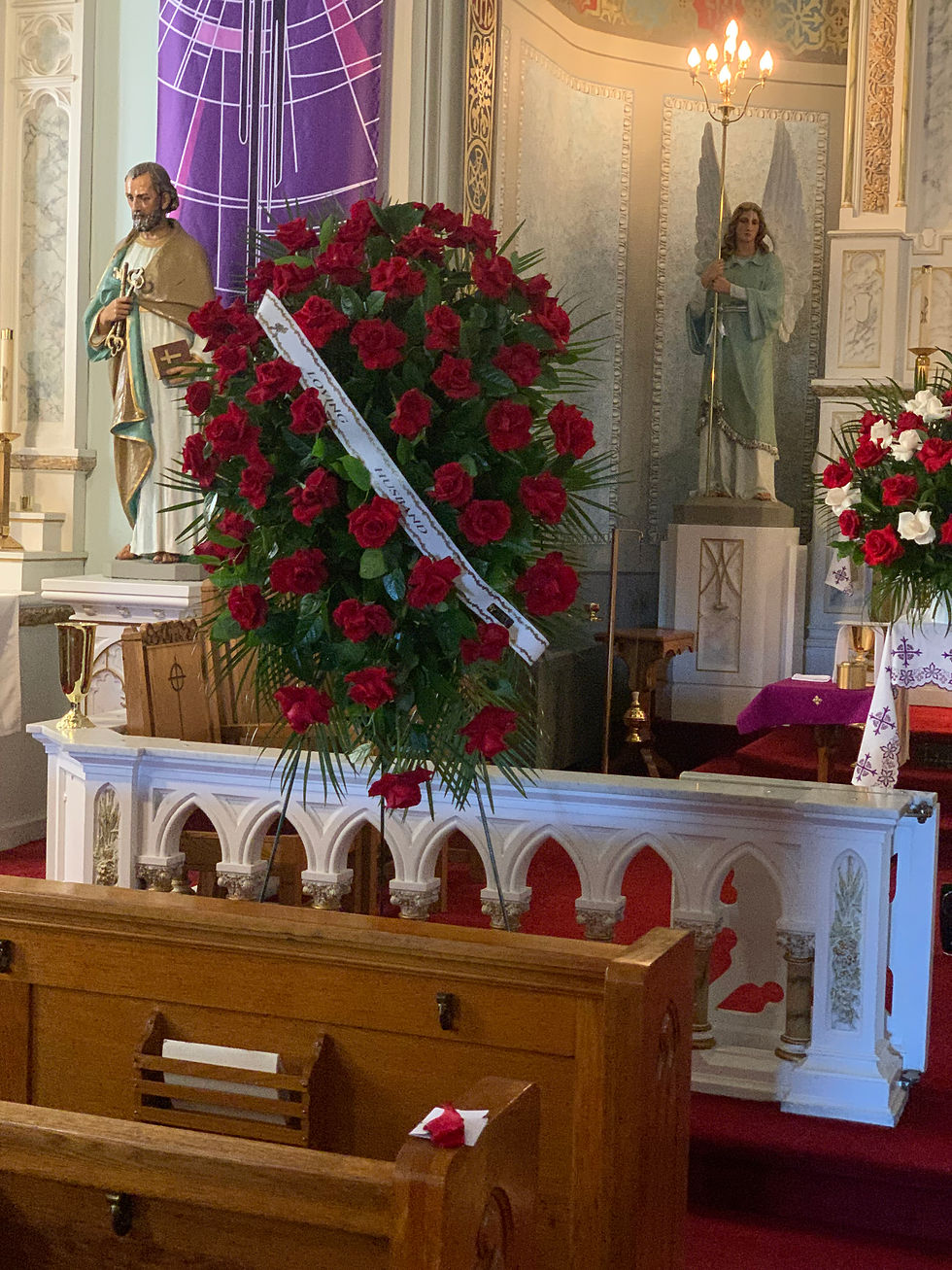 Thumbnail: Red Standing Spray Funeral Flowers