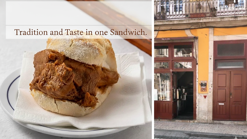 Sandes de Rojão, traditional Portuguese pork sandwich from Porto