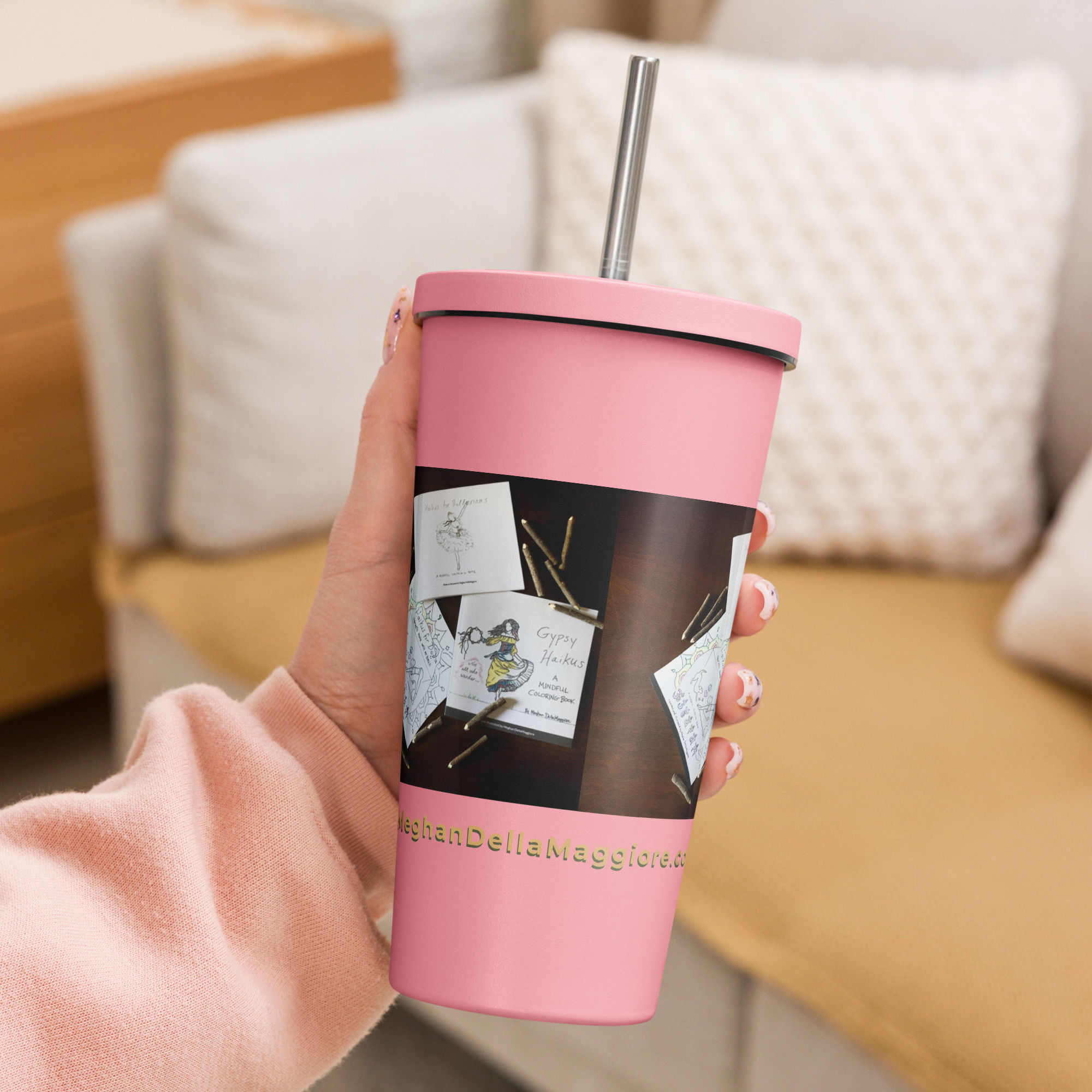 insulated tumbler with a straw | namaste home collection©
