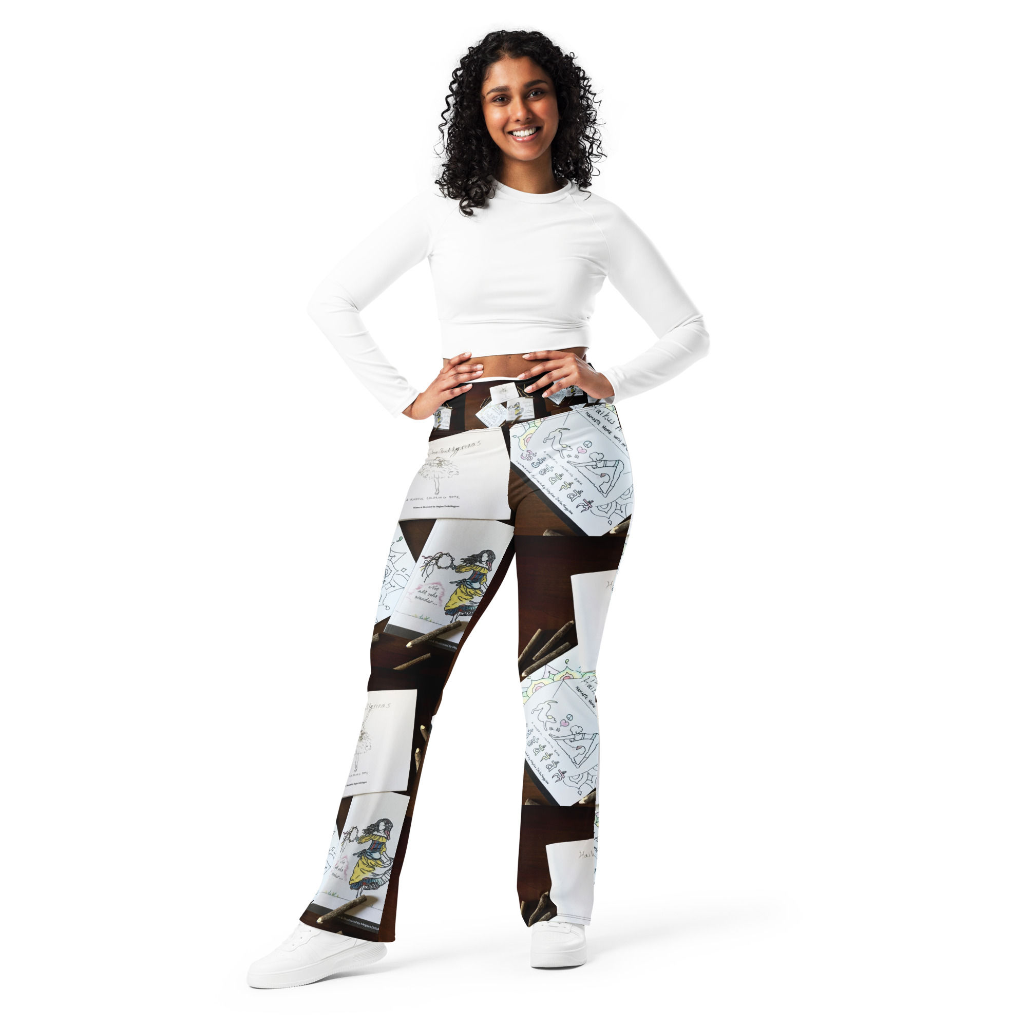 all-over print flare leggings