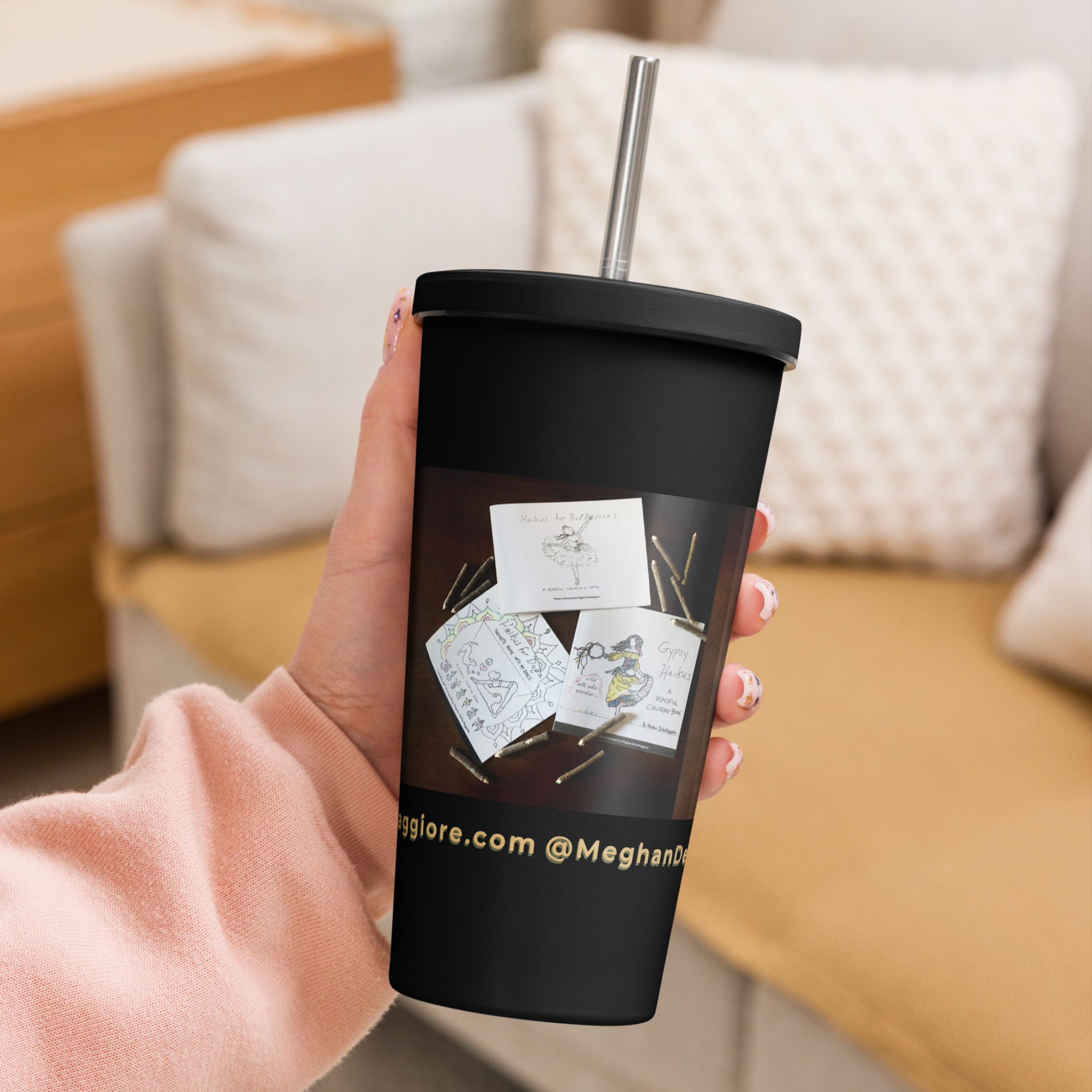 insulated tumbler with a straw | namaste home collection©