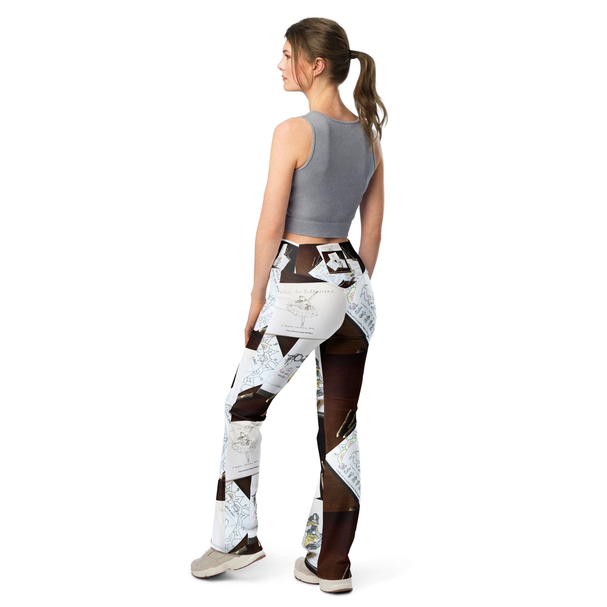 all-over print flare leggings