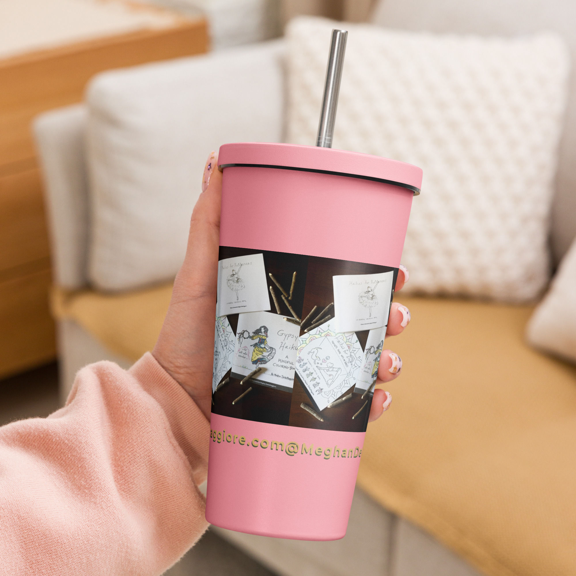 insulated tumbler with a straw | namaste home collection©