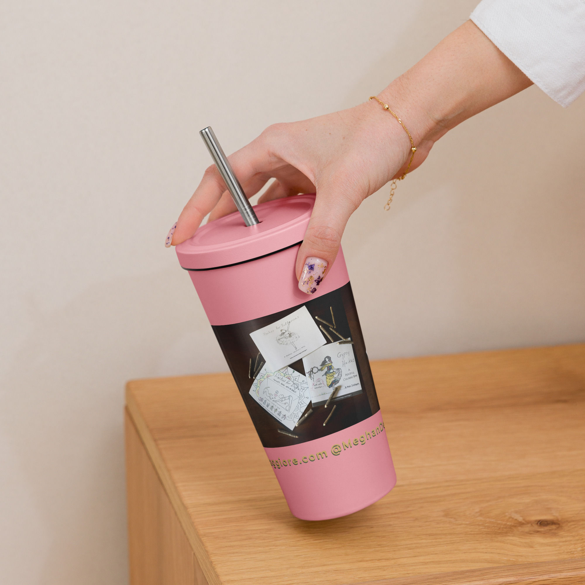 insulated tumbler with a straw | namaste home collection©