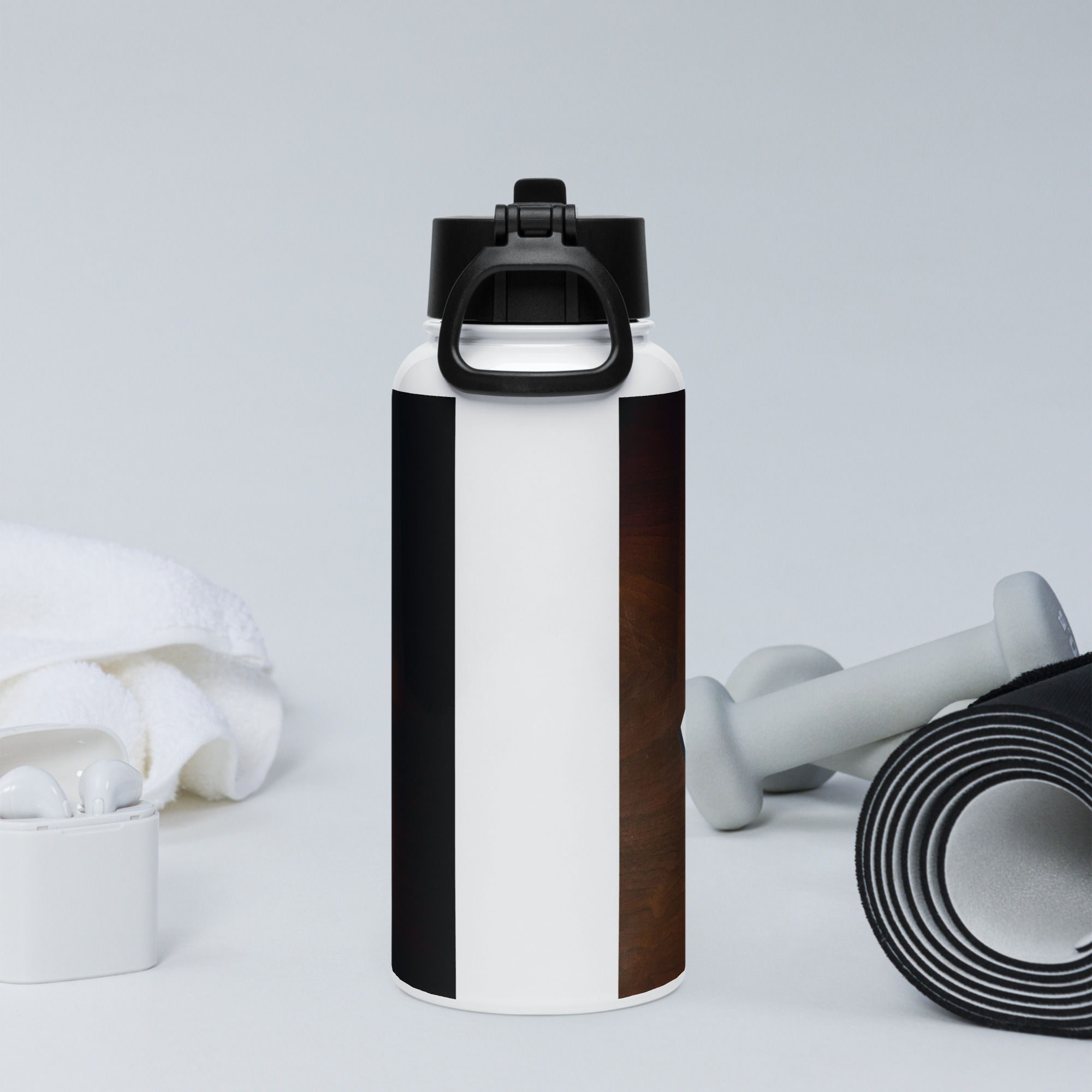 stainless steel water bottle with a straw lid
