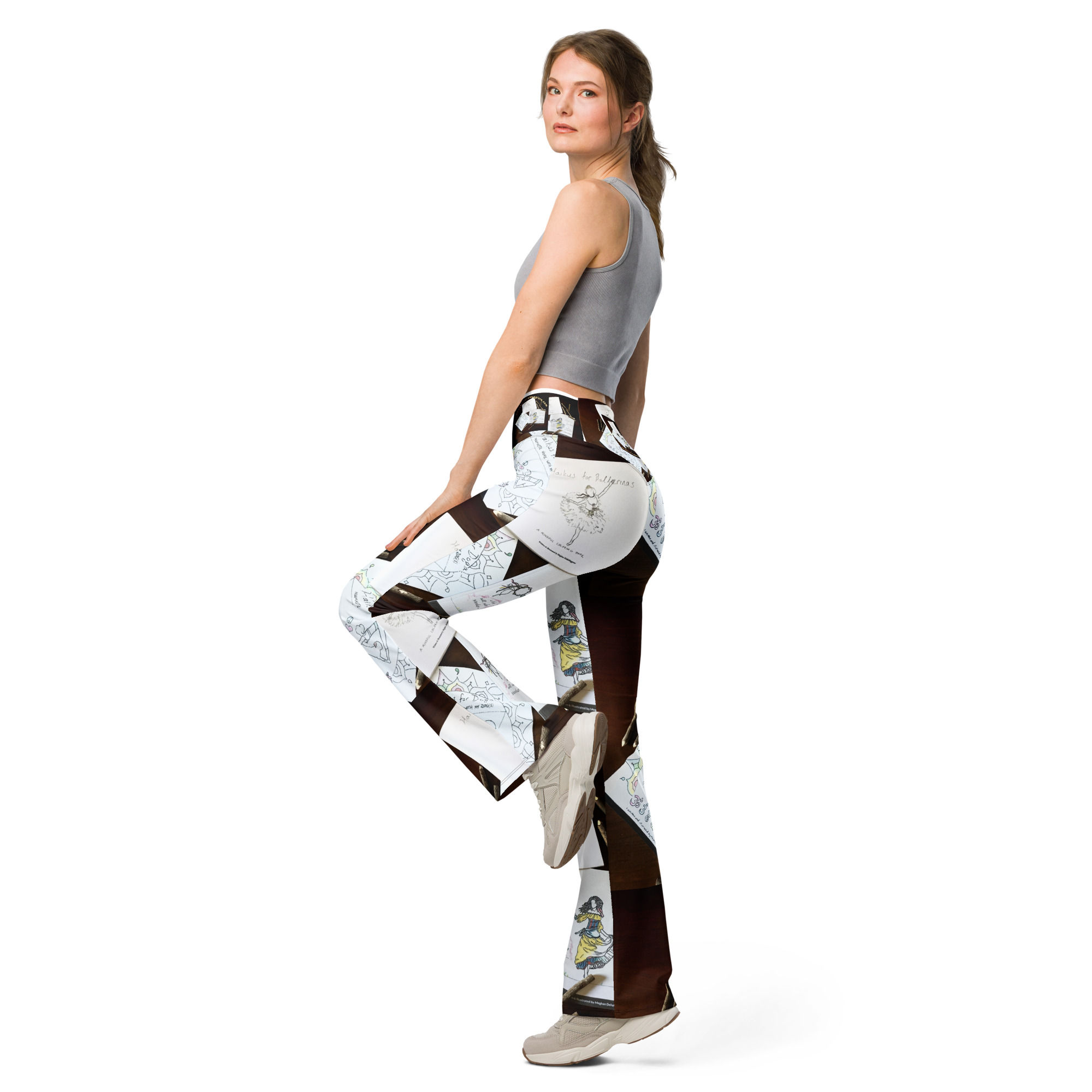 all-over print flare leggings
