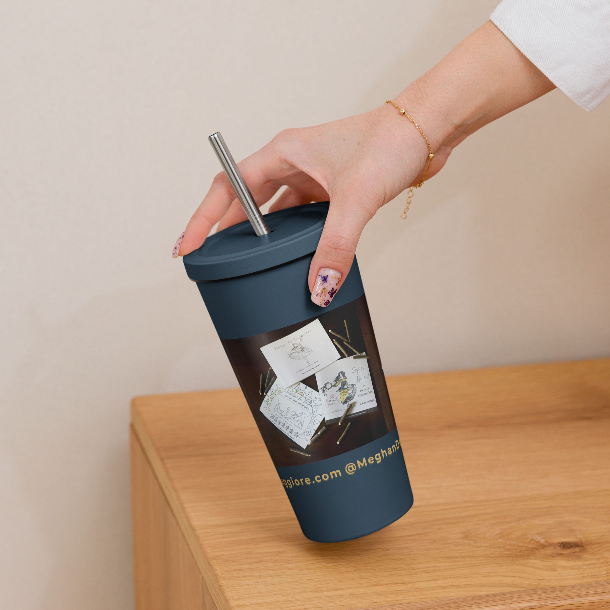 insulated tumbler with a straw | namaste home collection©