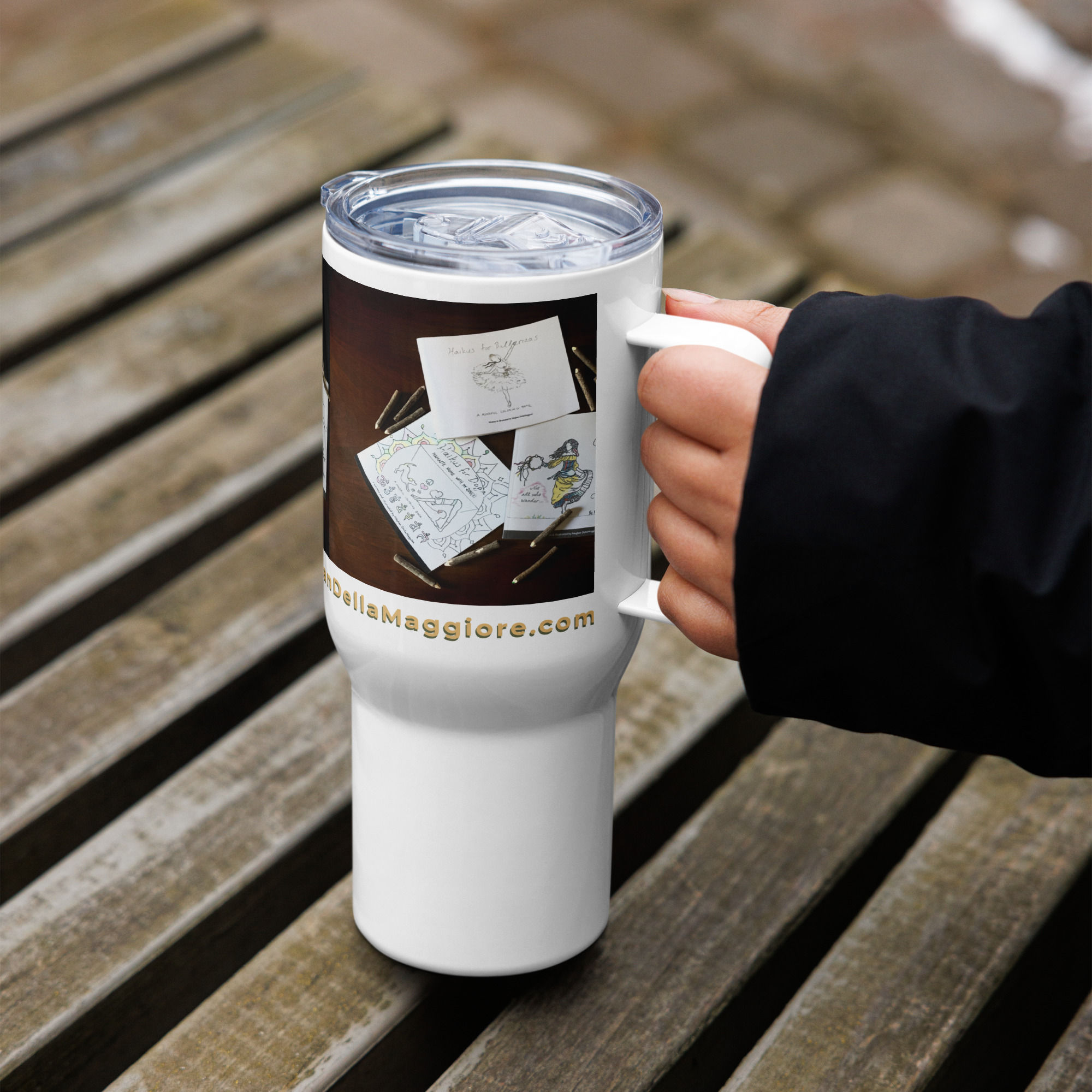 travel mug with a handle