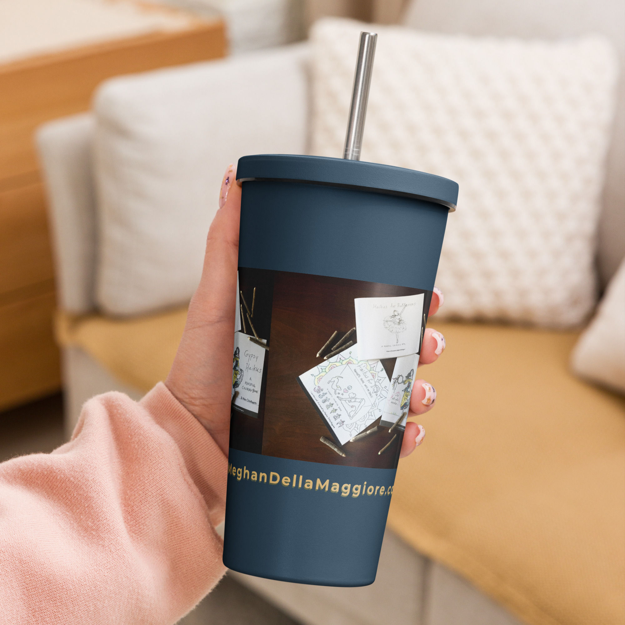 insulated tumbler with a straw | namaste home collection©