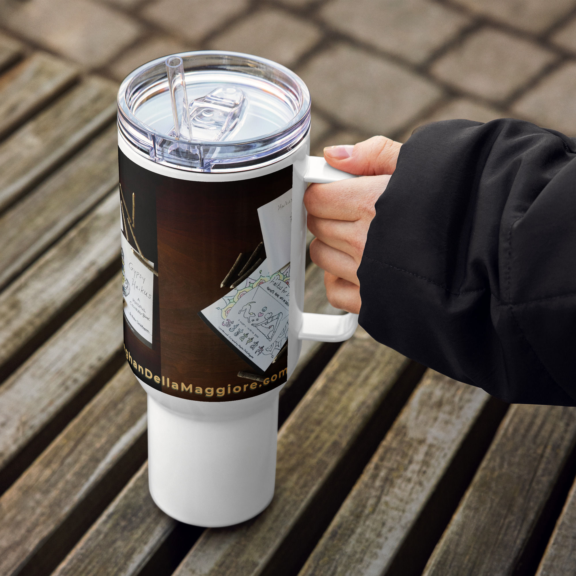 travel mug with a handle