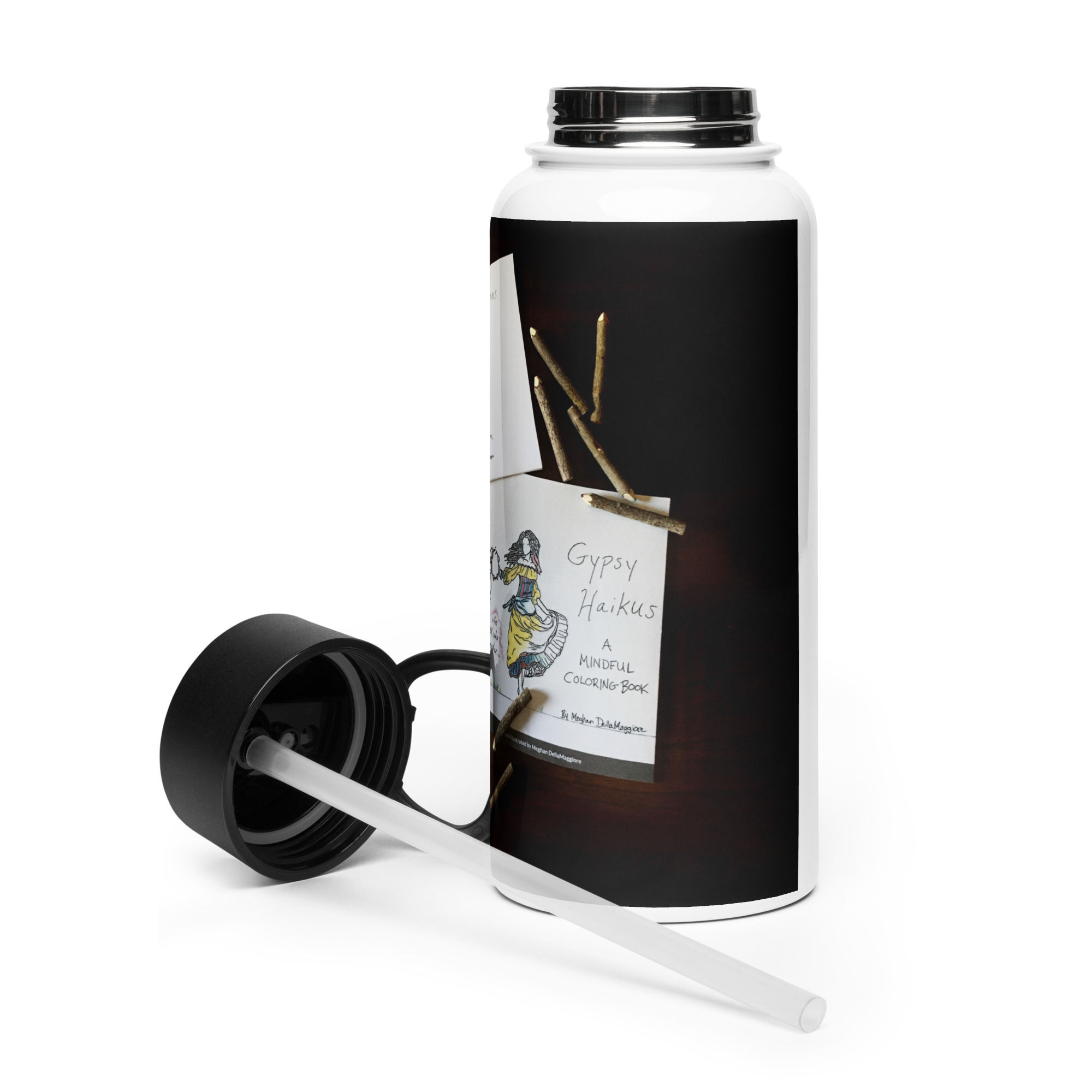 stainless steel water bottle with a straw lid