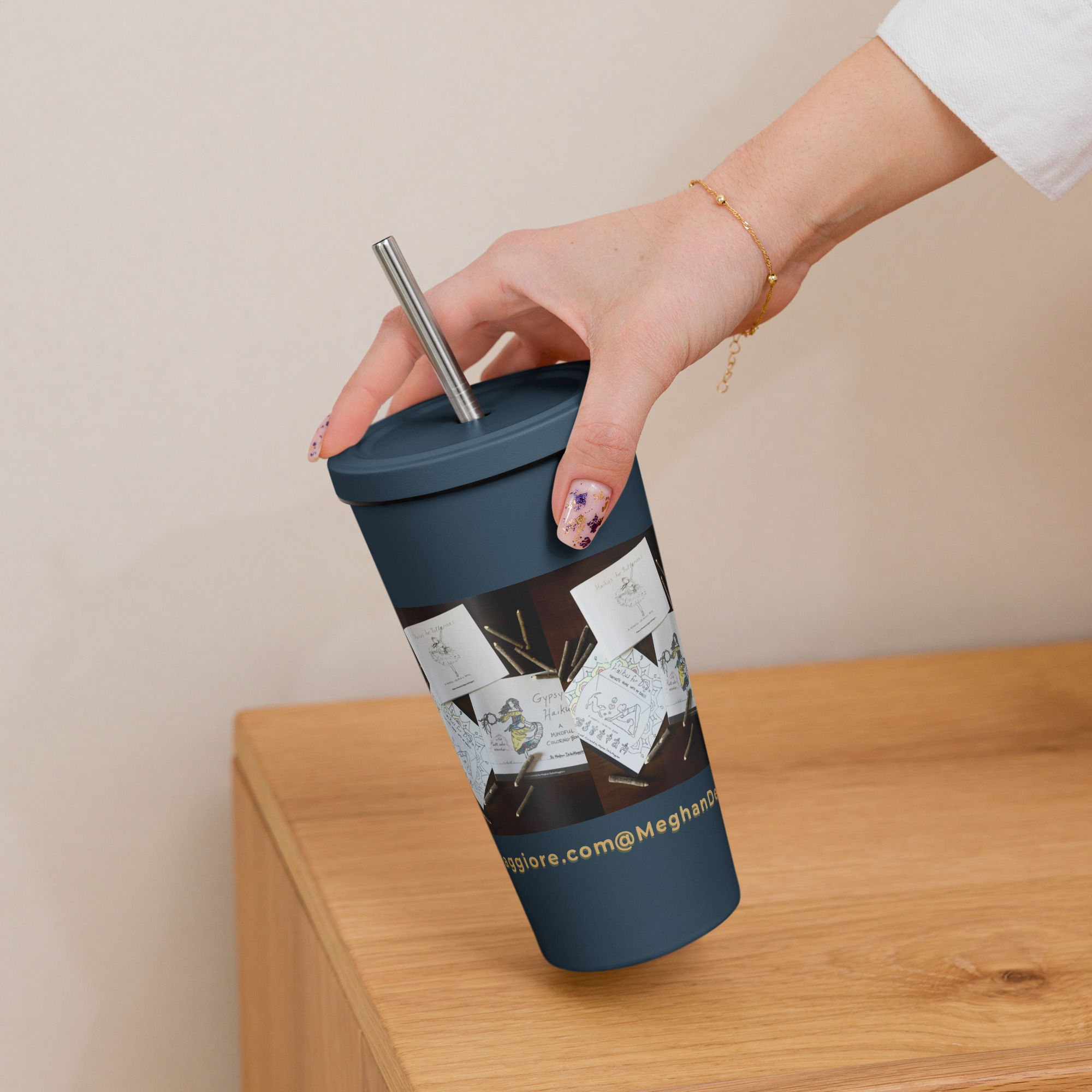 insulated tumbler with a straw | namaste home collection©
