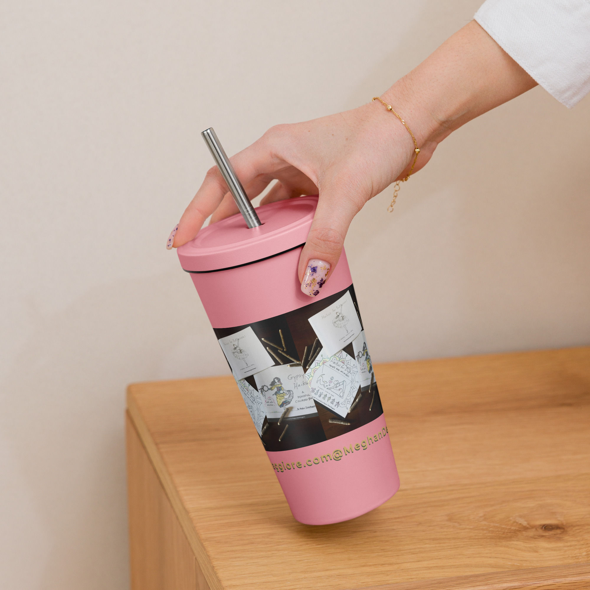 insulated tumbler with a straw | namaste home collection©