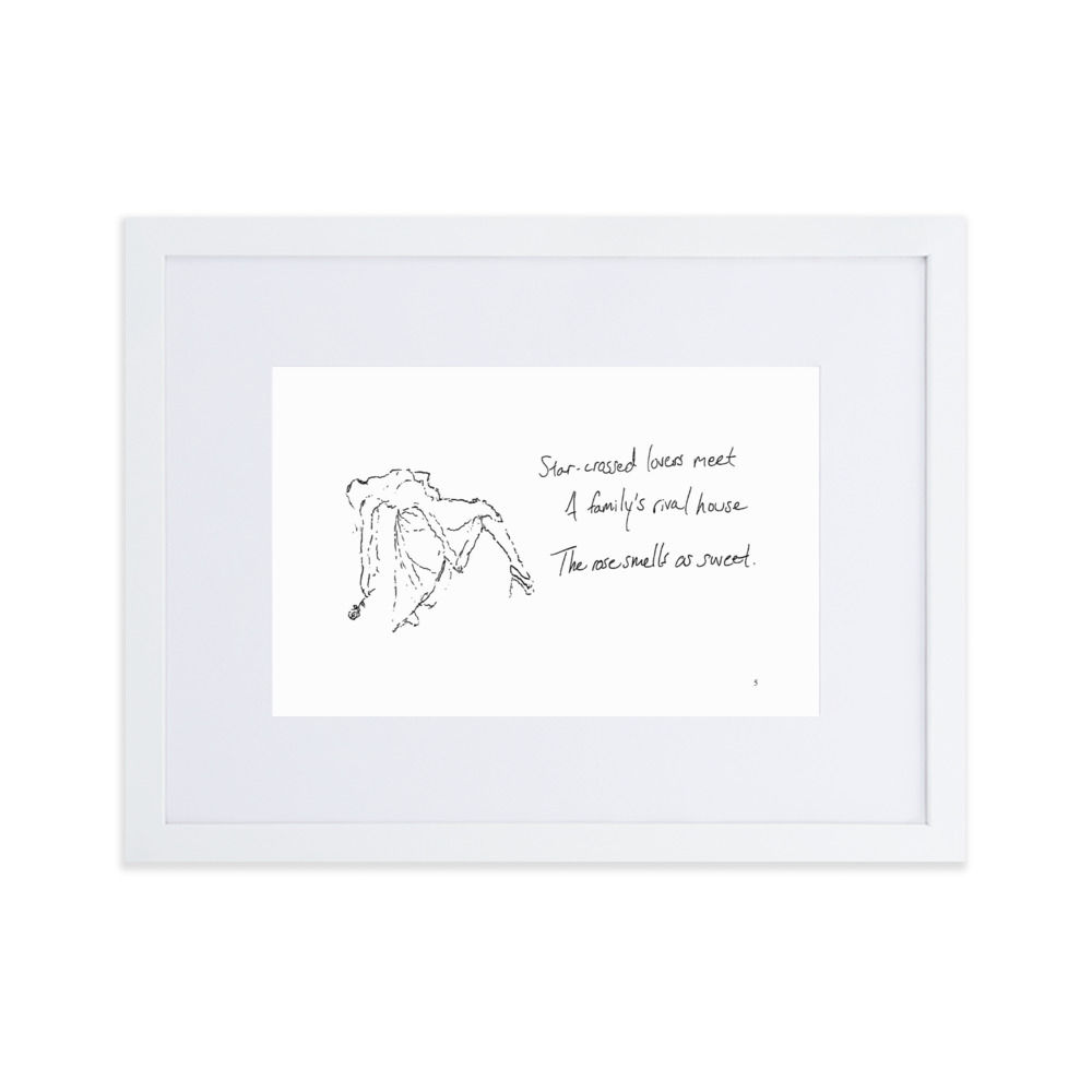 romeo + juliet matte paper framed poster | Haikus for Ballerinas
