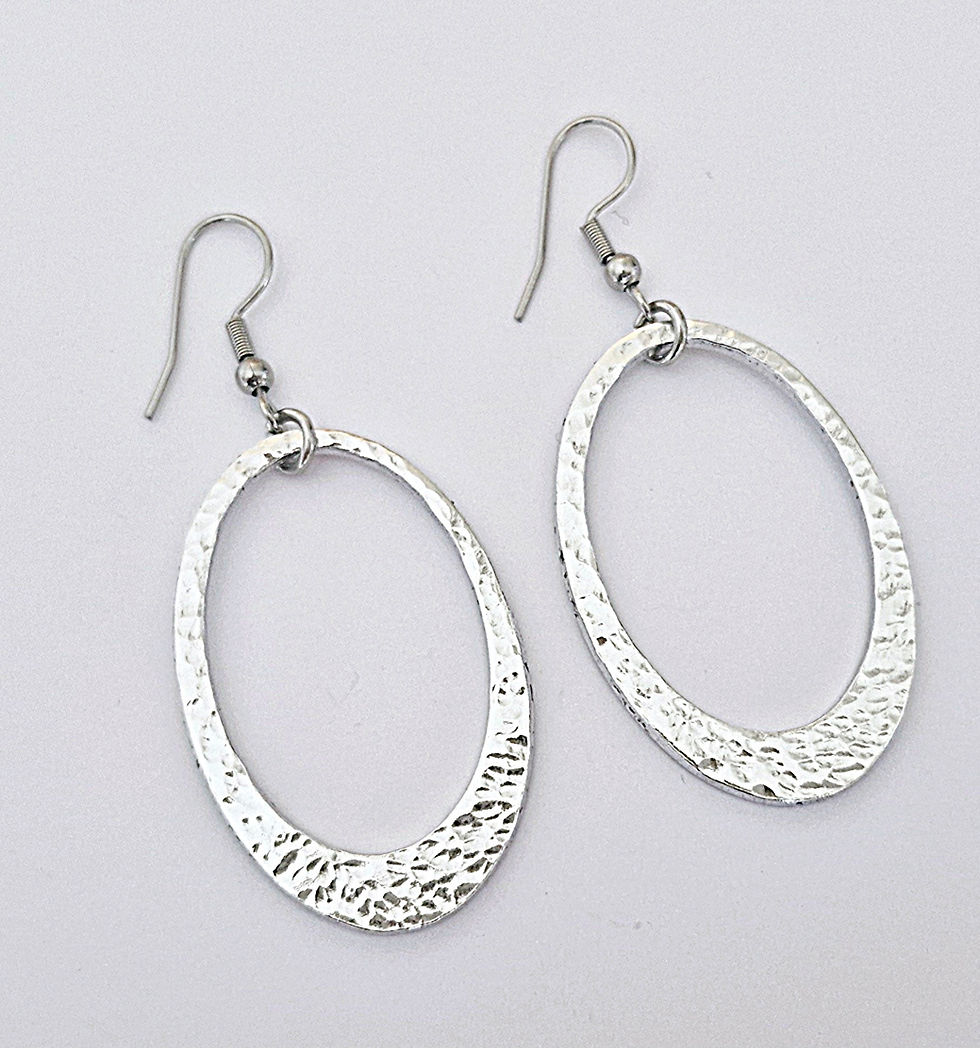Thumbnail: Hammered Oval Earrings
