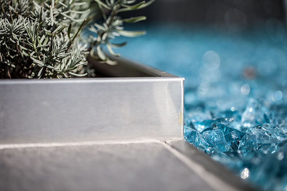 Metalleinfassung mit Lavendel Bepflanzung