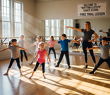ダンスのレッスンを受ける子供達