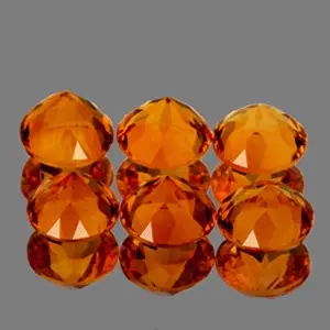 Thumbnail: Citrine 2.63ct Brazil Lot 6 pieces 4mm Round VVS Intense Orange Heated