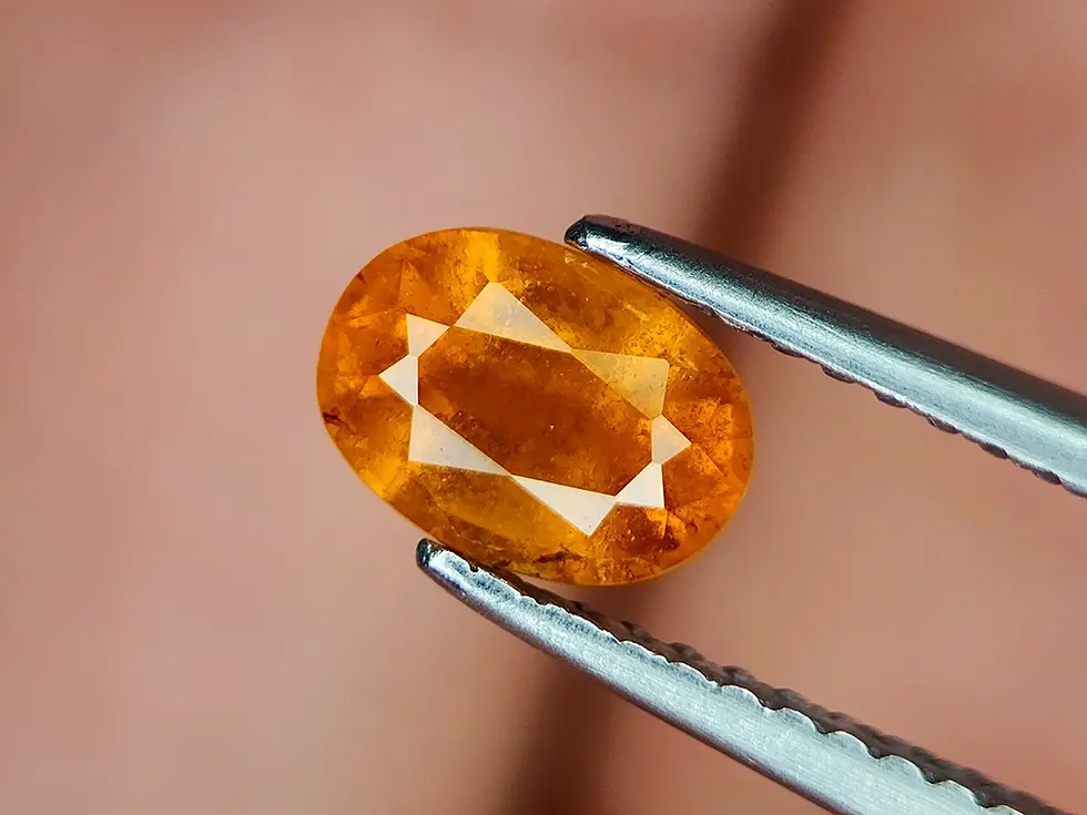 Hessonite naturelle 2.22 ct, taille octogone émeraude, orange cannelle, VS non traité.