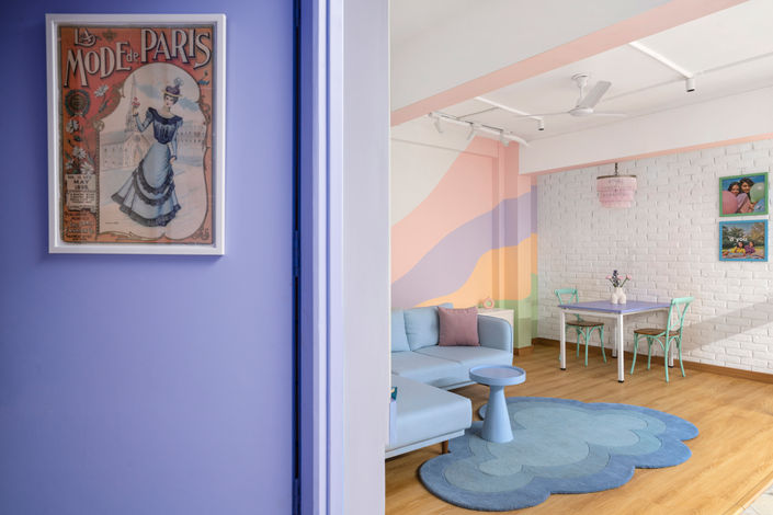 Pastel office waiting room furniture colourful design