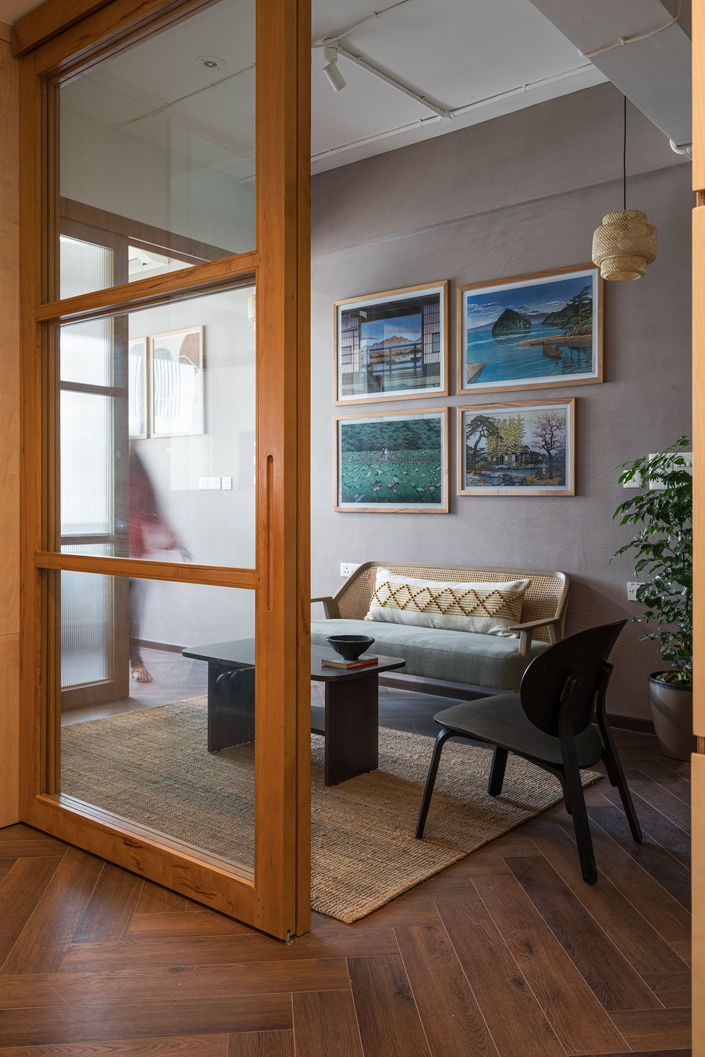 Japandi office interior pune wall decor