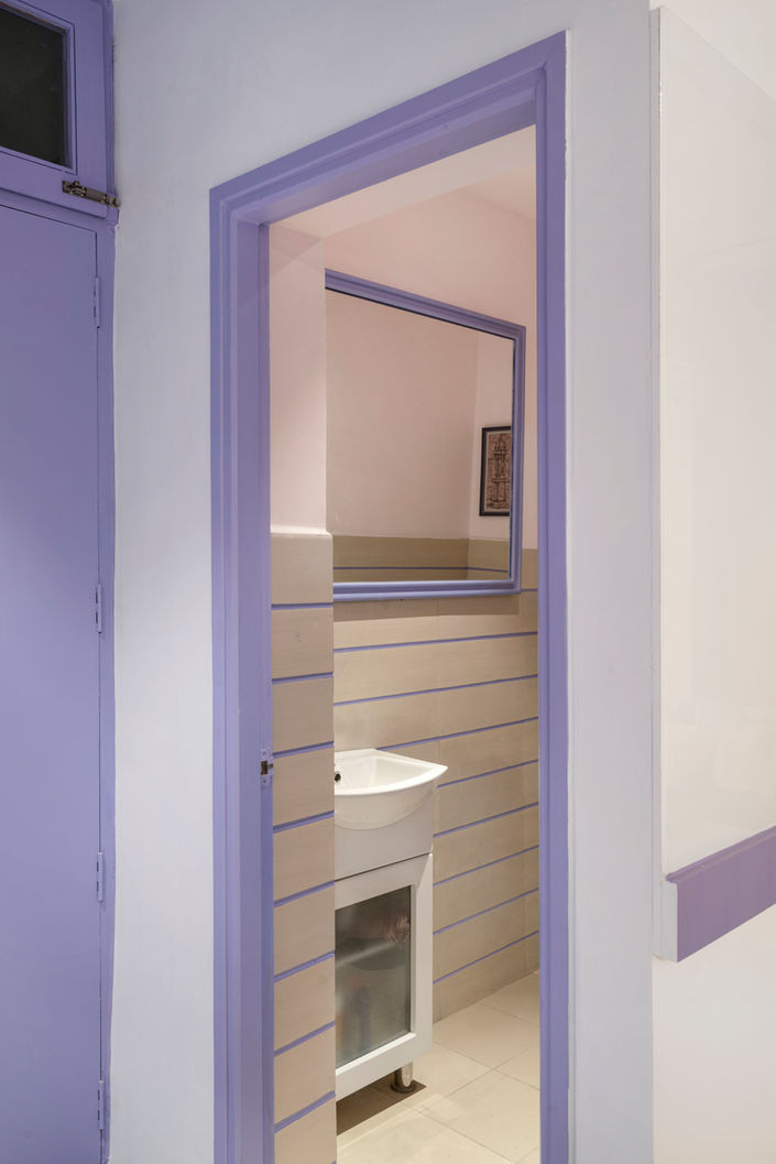Ladies washroom in colour colourful purple