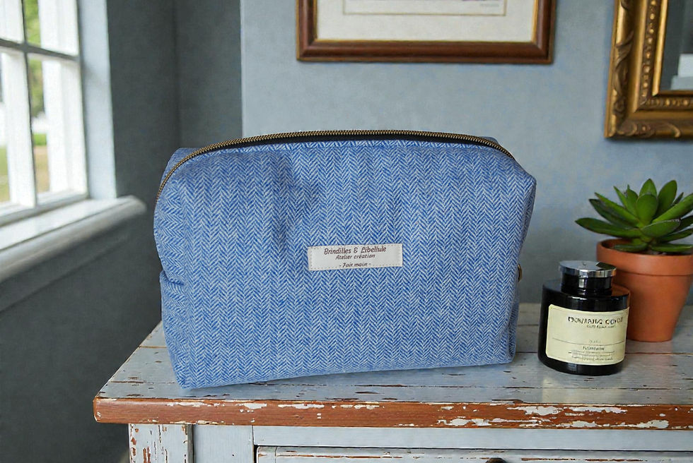 Miniature : Trousse de Toilette - Chevron Bleu Ciel
