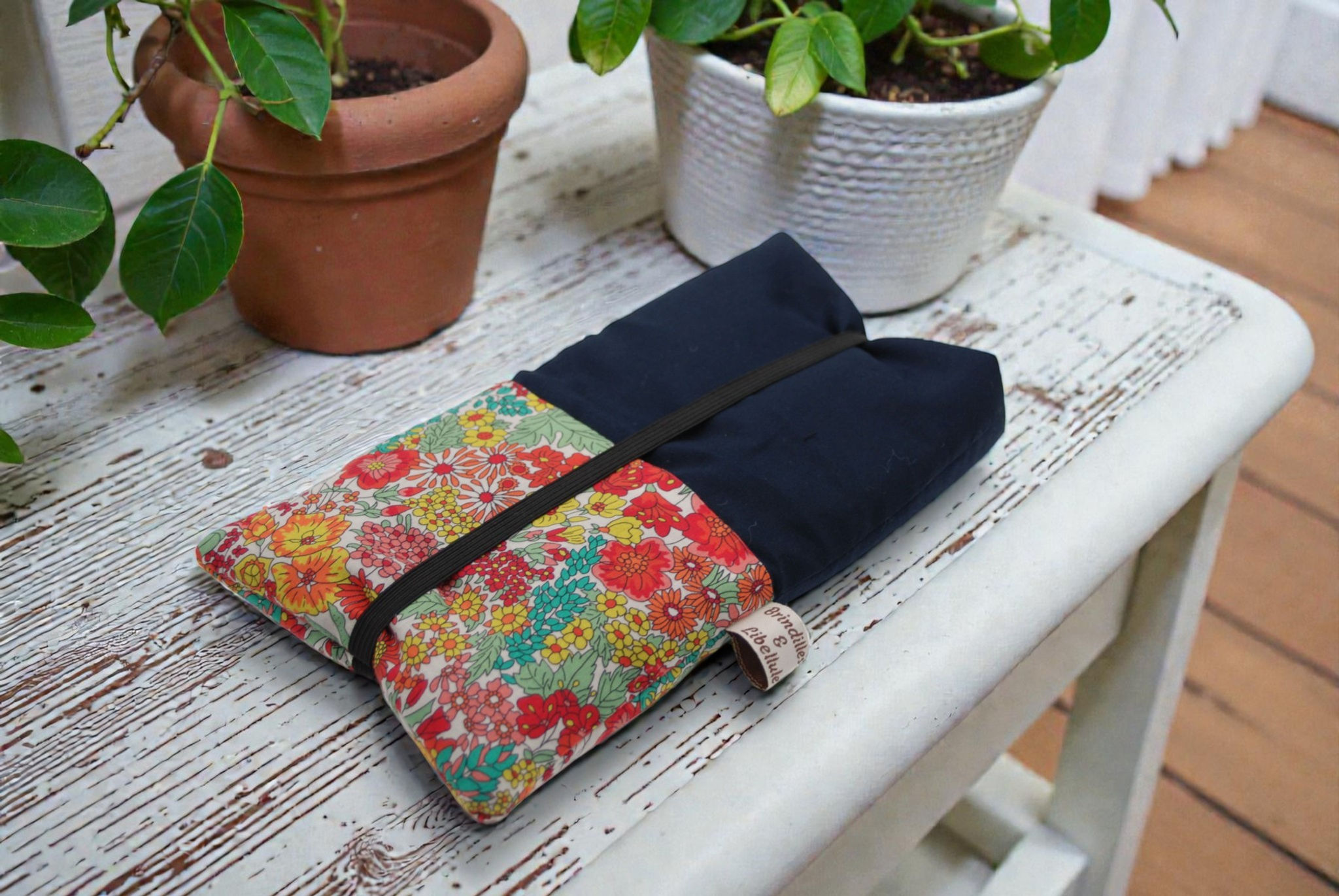 Pochette téléphone rembourrée 21×11 cm - Liberty - double poches