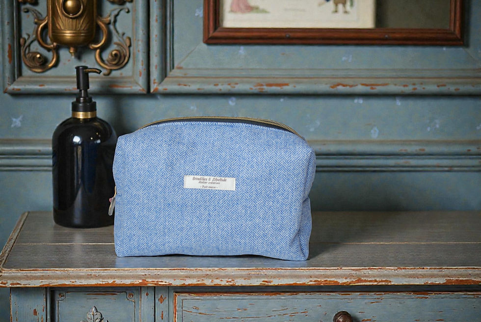 Miniature : Trousse de Toilette - Chevron Bleu Ciel