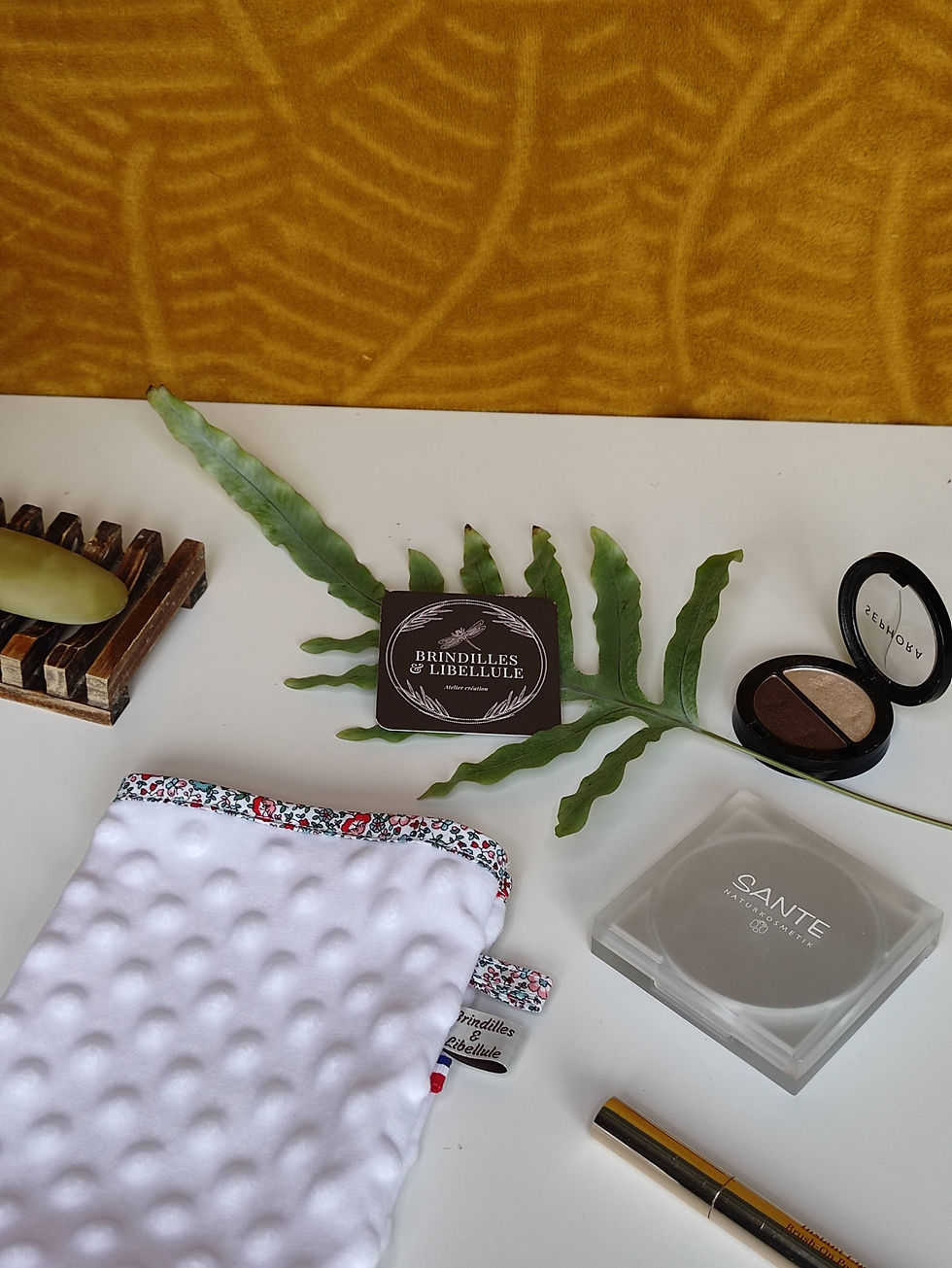 Gant démaquillant à l'eau - Fleurs turquoise