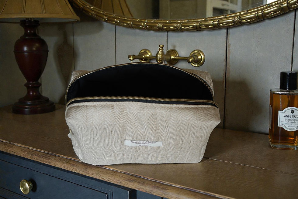 Miniature : Trousse de Toilette - Chevron Beige Lin