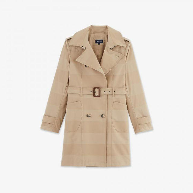 Trench-coat beige en nylon cerclé, Eden Park, 495€