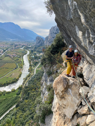 Multipitch climbing in the Sarca valley