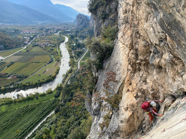 Multipitch climbing in Sarca Valley