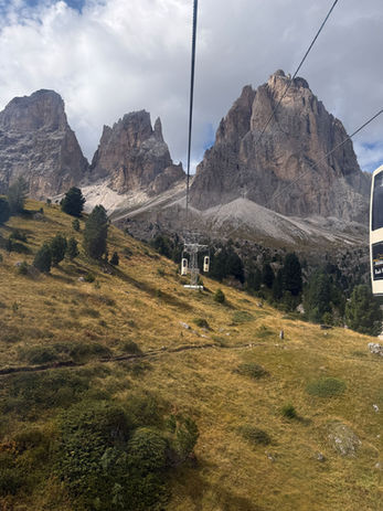 Sassolungo gondola near Rifugio Toni Demetz in the Dolomites