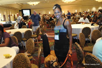 Taylor-Boyd and Ranger were big hits at the Disabled American Veterans national convention this year in Las Vegas in August. “Not only is he my Velcro dog but he’s my identity,” she says.