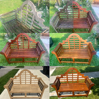 Restored Teak Bench from weathered to stained using ESS pecan & honey.