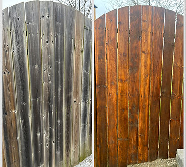 Gate Before and After of a restored deck using ESS pecan.