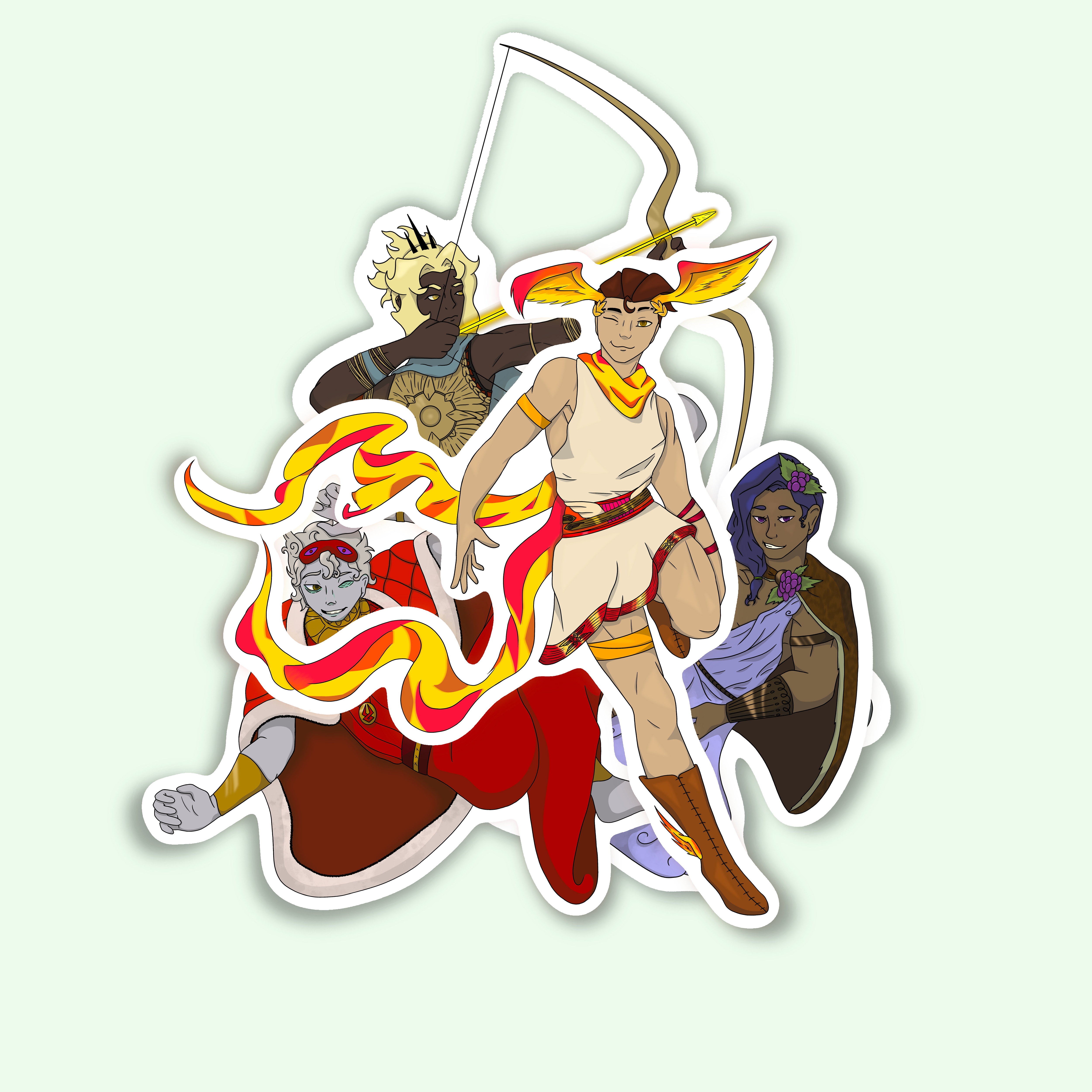Greek Mythology Sticker – Hermes, Dionysus, Apollo & Hypnos | Vinyl Decal 