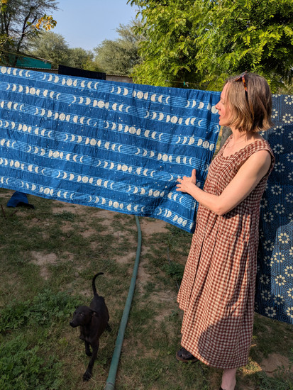 Finished moon phases printed fabric