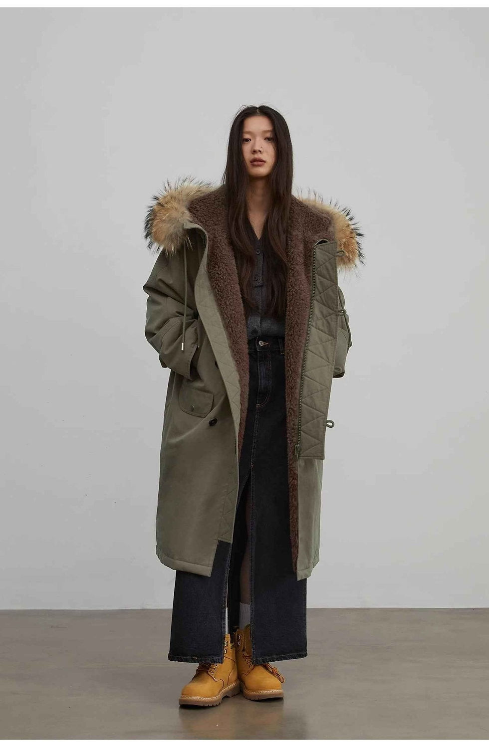 Thumbnail: Fireladyfur Women’s Hooded Down Raccoon Fur Collar Parka Cold Weather“