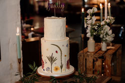 Pressed flower wedding cake