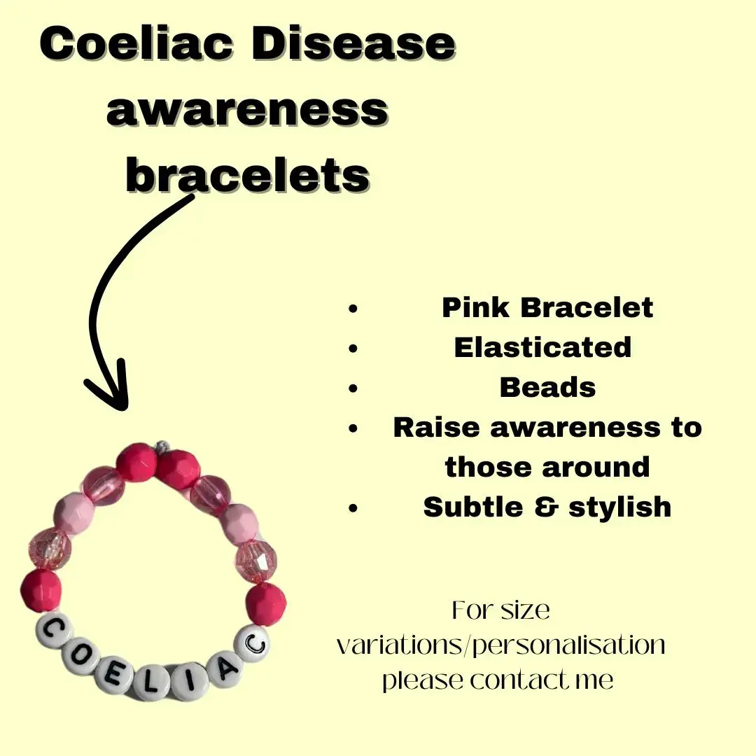 Pink Coeliac Disease Awareness Bracelet