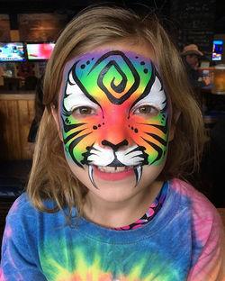Neon Rainbow Tiger Face Paint