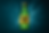 Green glass bottle of sparkling water with a yellow label, droplets on the surface. Blue background with a burst pattern enhances freshness.