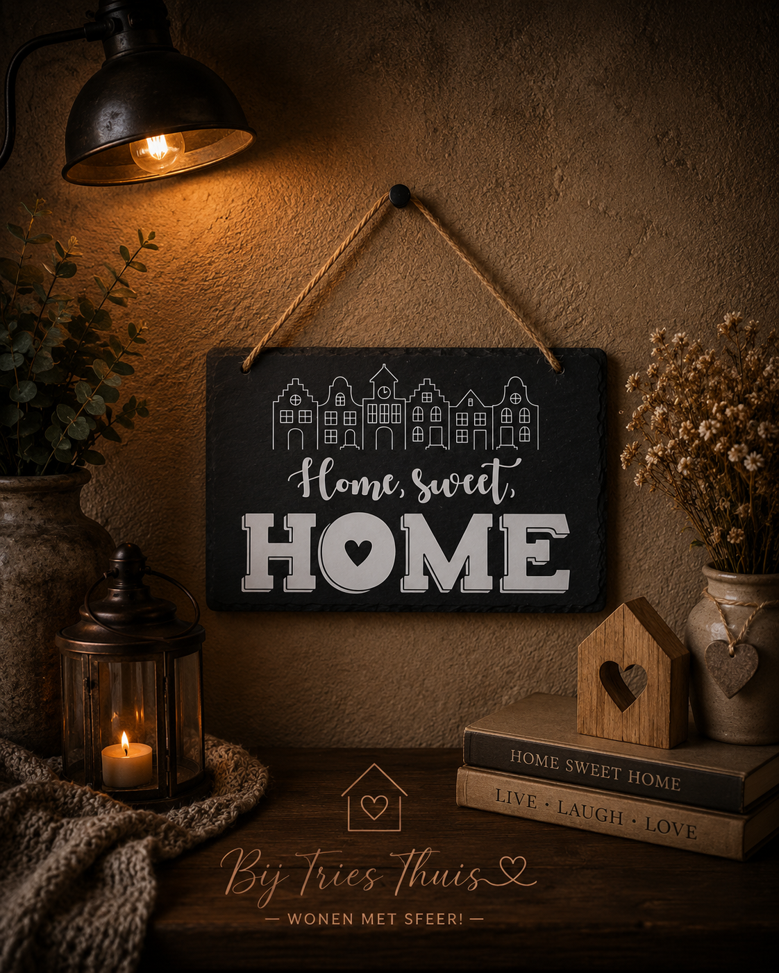 Leisteenbordje Home, Sweet, Home